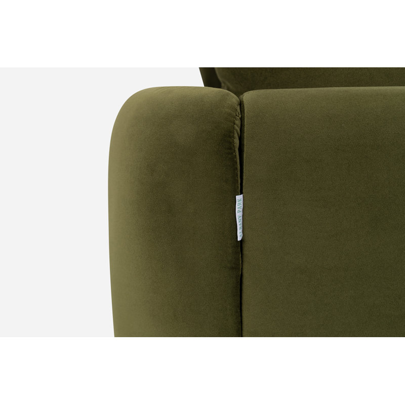 Olive Velvet Left-Facing Sectional Sofa with Gold Legs