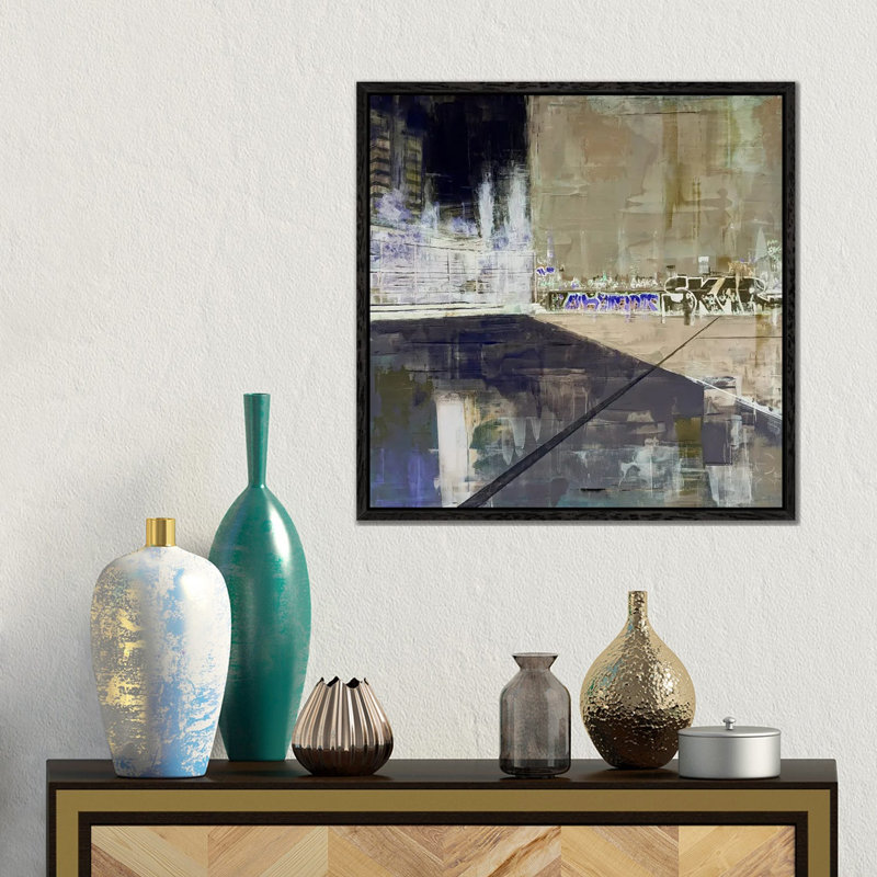 Berlin-22-01 1 Piece Wall Art on Canvas, 45.72 cm H x 45.72 cm W x 4.445 cm D, Black Floater Framed
