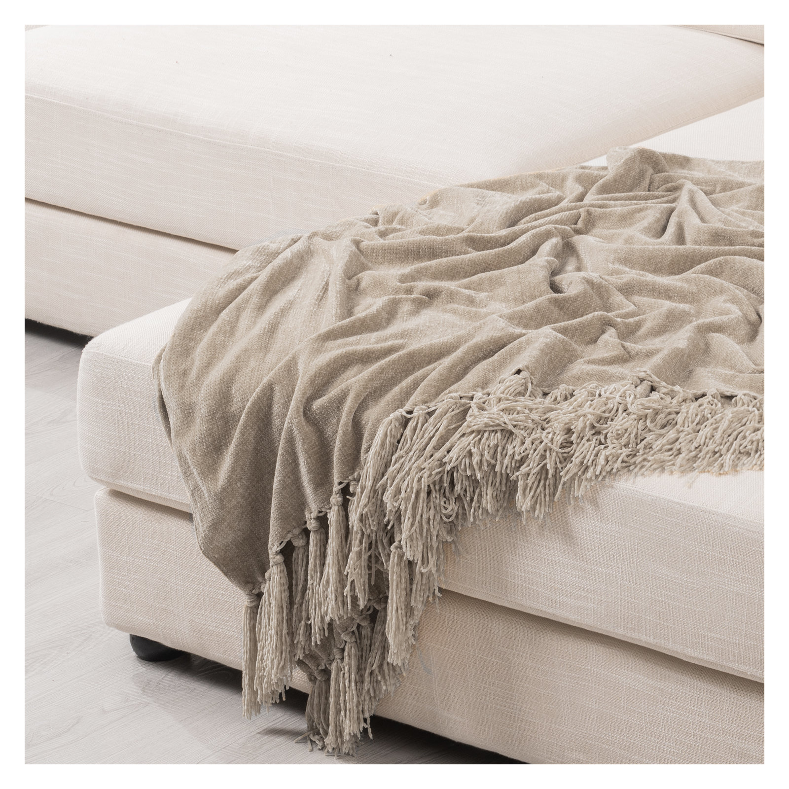 Soft Chenille Throw Blanket, Taupe, 60" L x 50" W