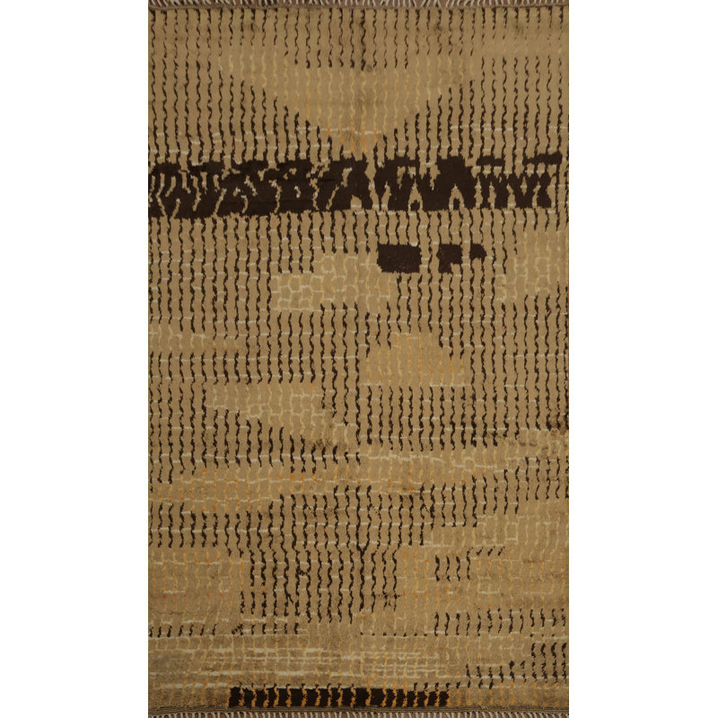 Tapis chic transitionnel marocain 8 x 13 avec des motifs artistiques uniques