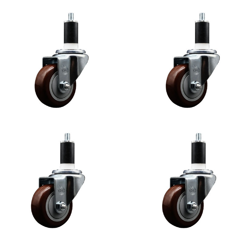 Ensemble de roulettes extensibles pivotantes 3 po Marron