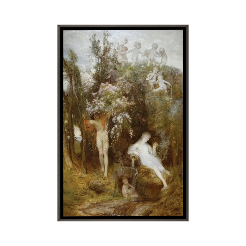 «Love Spring» - ABQ76, Gris, H 40 po x l 26 po, Impression sur toile flottante sans passe-partout
