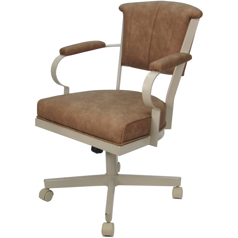 Chaise pivotante en métal Magaw, Vinyle brun, Beige