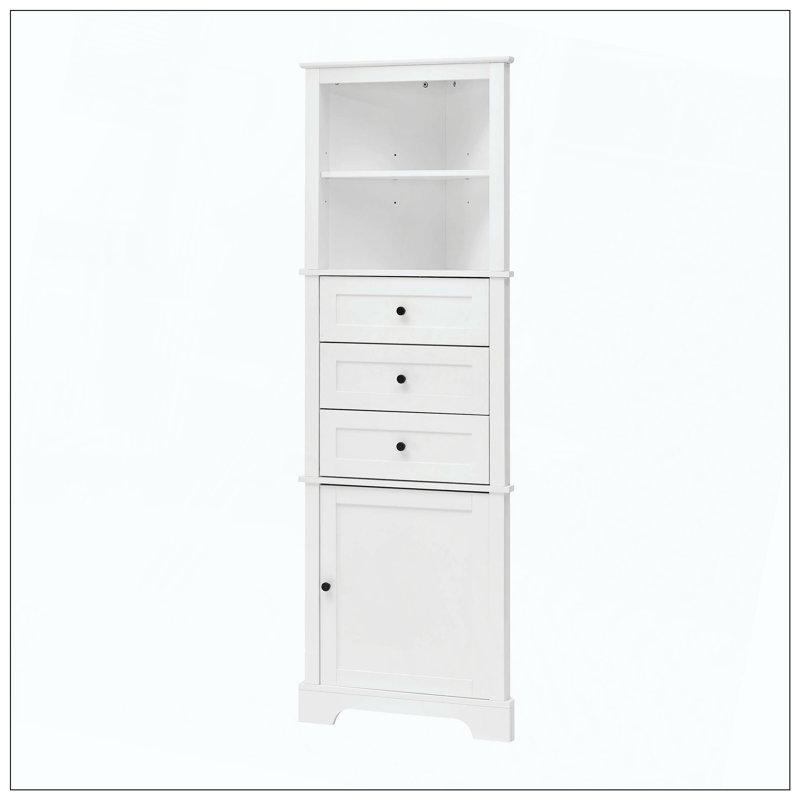 Armoire de rangement triangulaire 3 tiroirs, Blanc