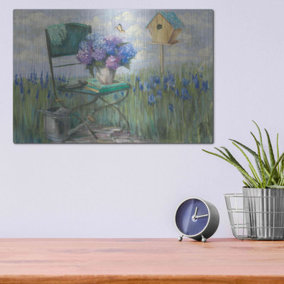 "Chaise verte avec hortensia" par Carol Rowan
