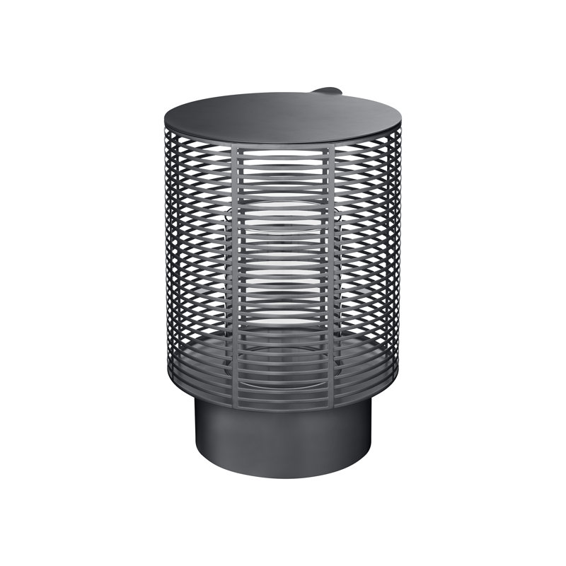 Olea Lantern Candle Holder, Silver Metallic, 14.8" x 10.2" W x 10.2" D