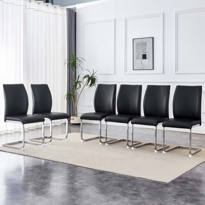 Luxury Arched Dining Chairs, Pu Upholstery With Metal Legs