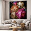 Très grand art mural imprimé sur tissu - arrangement floral, pivoines et magnolias éclatants pour le salon ou la chambre à coucher - «Assemblage requis du cadre (cadre non fini)»-105075877