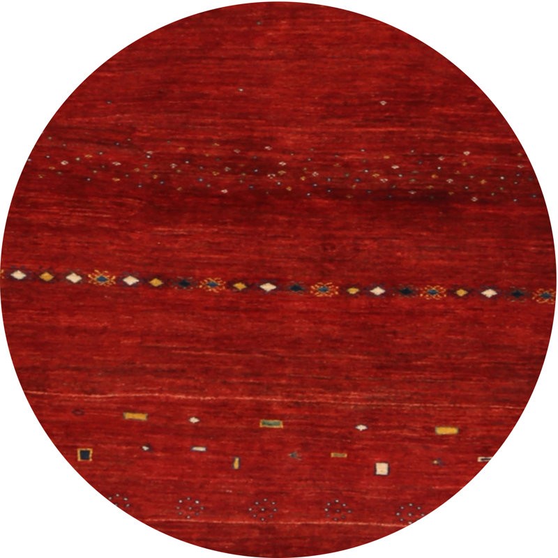 Tapis de zone rouge/brun contemporain, Rond 6 pi