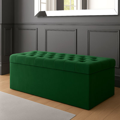 SD Plush Velvet Chesterfield Upholstered Ottoman Storage Box
