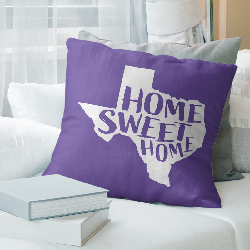 Reversible Throw Pillow, 18" H x 18" W, Purple, Texas