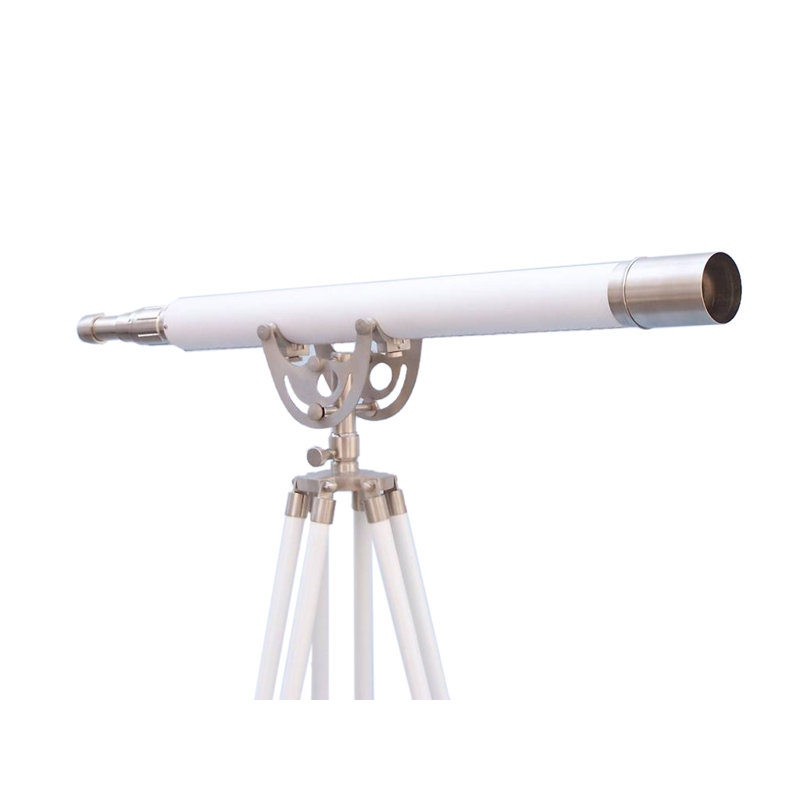 Delaware Entertainment Decorative Telescope, Brushed Nickel/Black Leather
