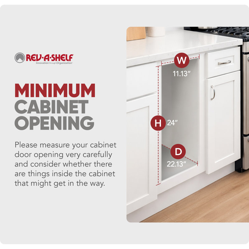 Poubelle de cuisine coulissante Rev-A-Shelf avec fermeture en douceur , Argent métallique