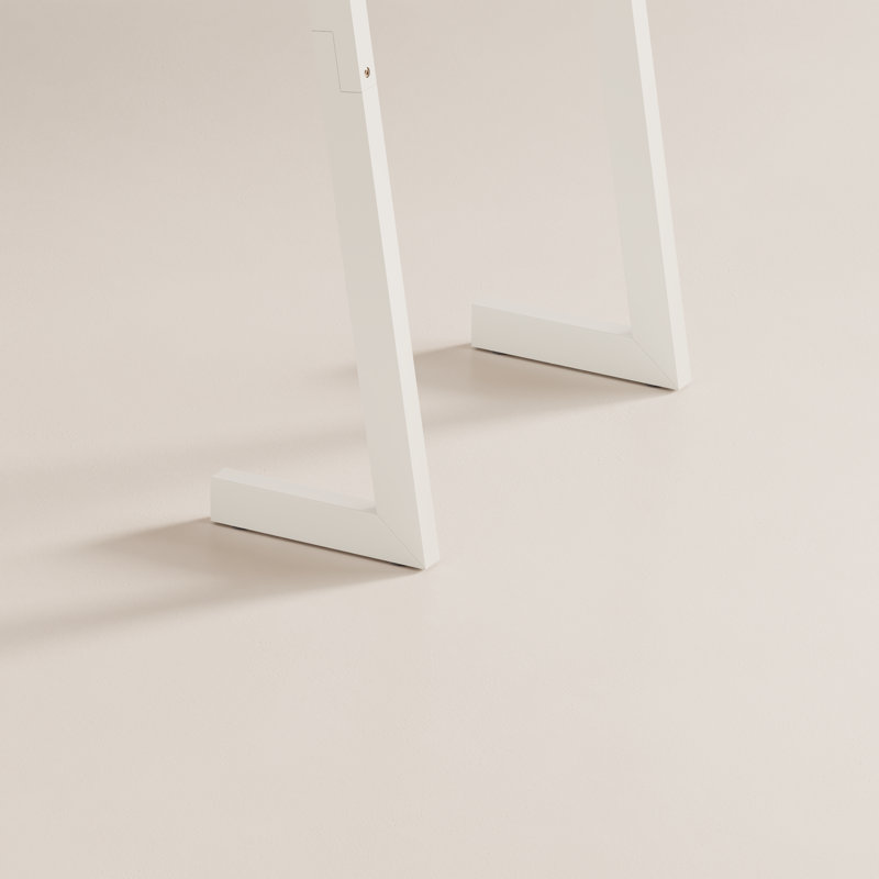 Tablette de salle de bain en bois massif en forme de Z, Blanc