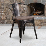 Kesterson Metal Chair with Wood Seat and Arms