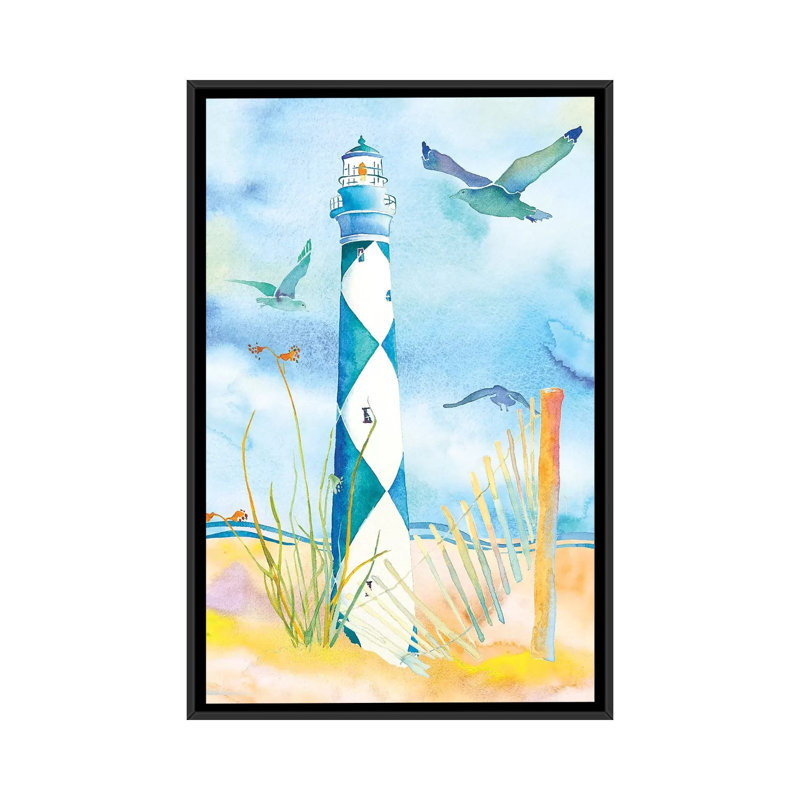Lighthouse Carolinas II by Jo Lynch - Painting on Canvas, Black Framed, 66.04 cm H x 45.72 cm W