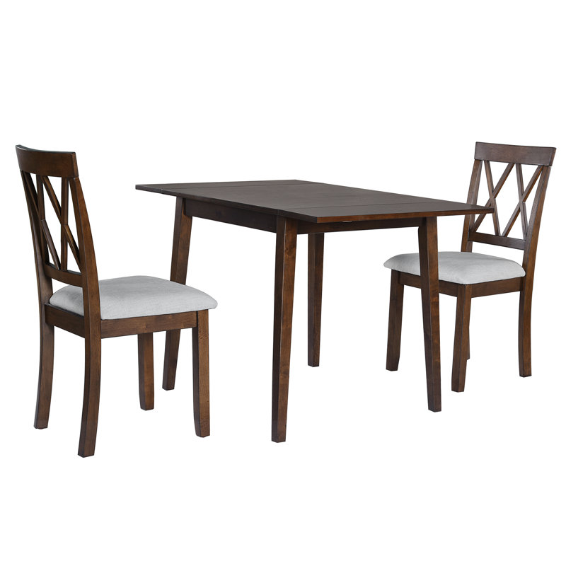 Ensemble de salle à manger extensible, Table, 2 chaises, Brun