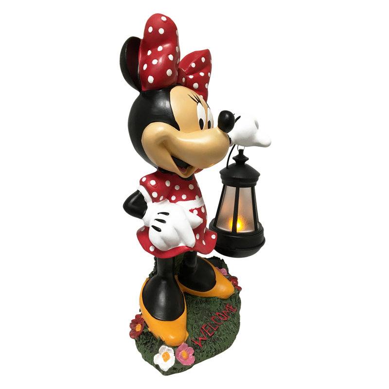 Disney Minnie Mouse Multicolor Solar LED Lighted Outdoor Garden Statue, 12 inches Tall