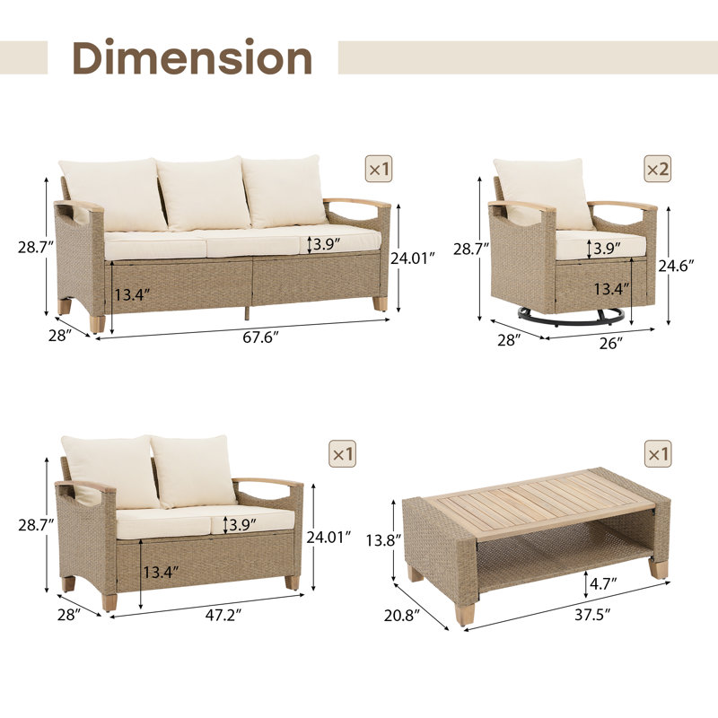 7 - Person Outdoor Seating Group With Cushions