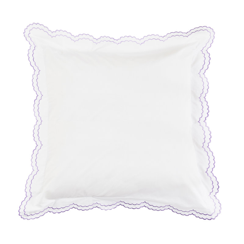 Berrada Double Scalloped 100% Cotton Sham, Purple