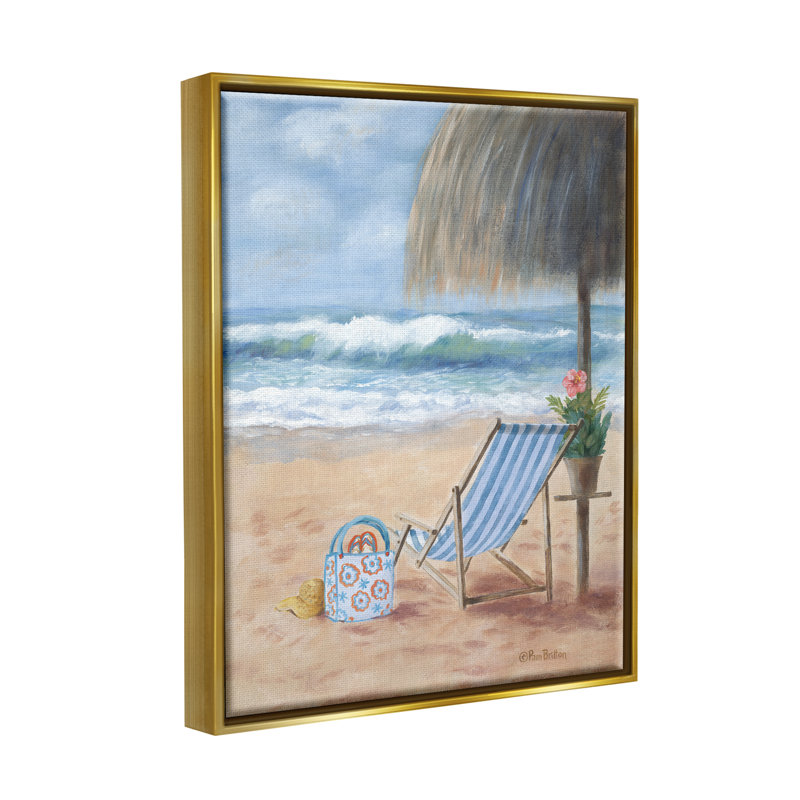 Chaise de plage, vacances relaxantes tropicales par Pam Britton - Peinture, H 31 po x l 25 po x P 1,7 po