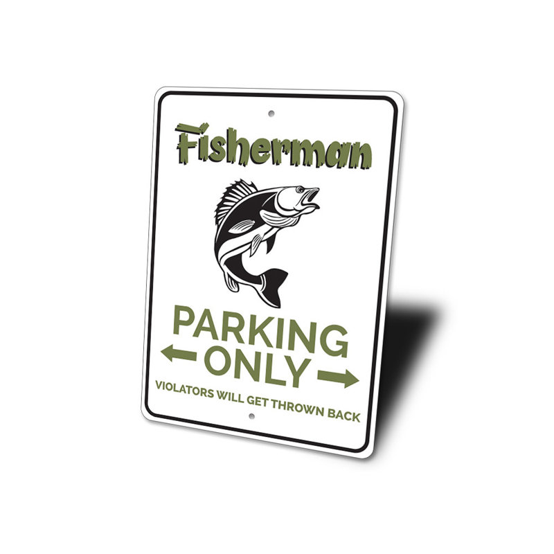 Enseigne en aluminium Fisherman, H 14 po x l 10 po x P 0,04 po