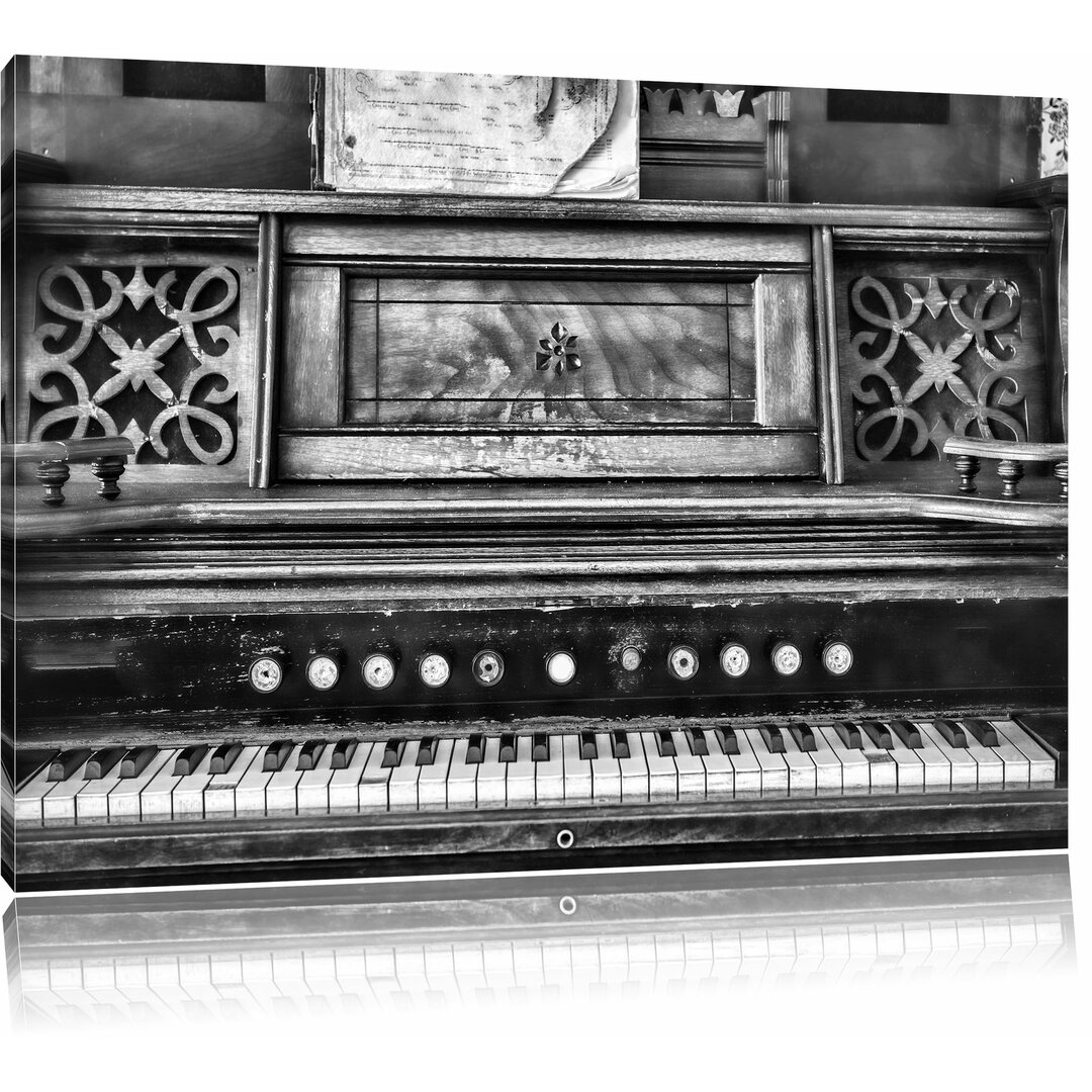 Leinwandbild Altes Klavier in Monochrom