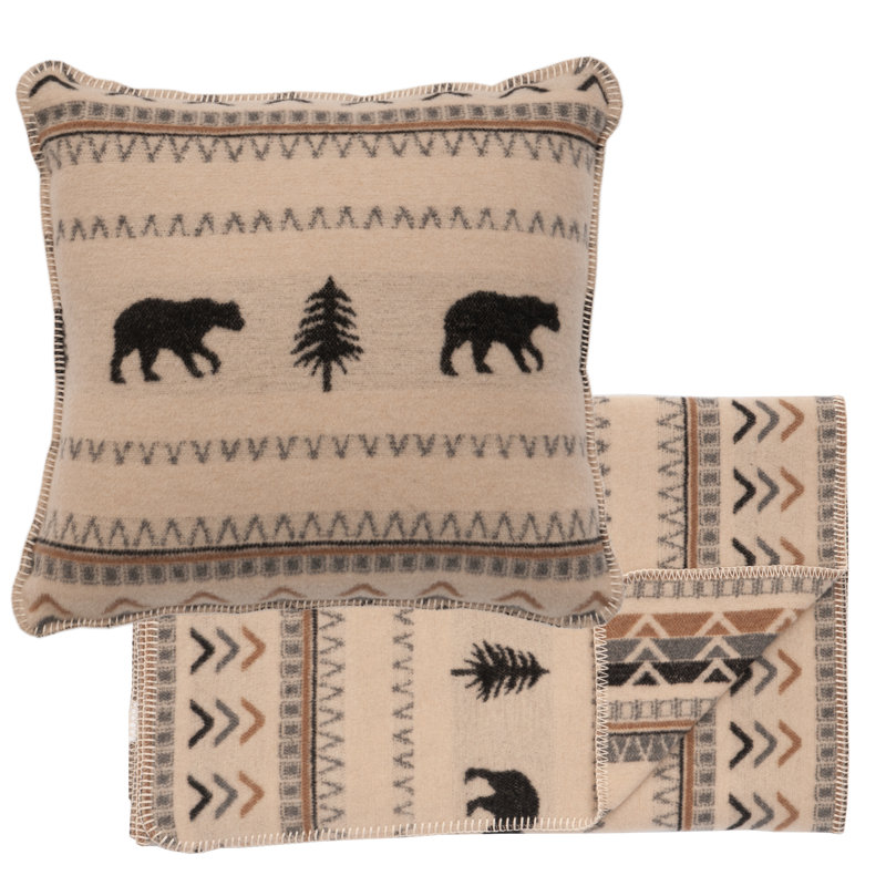 Wooded River Boulder - ensemble de foulard et oreiller - très grand - 106 x 24, Très grand lit