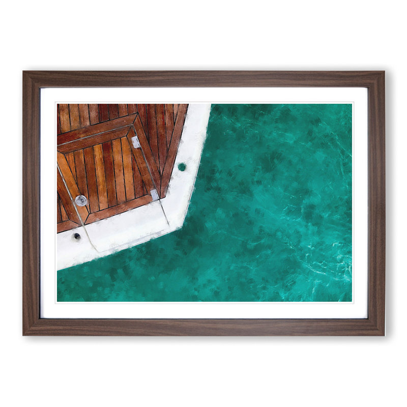 The Deck of the Boat - Picture Frame Graphic Art, 27cm H x 36cm W x 2cm D, Walnut