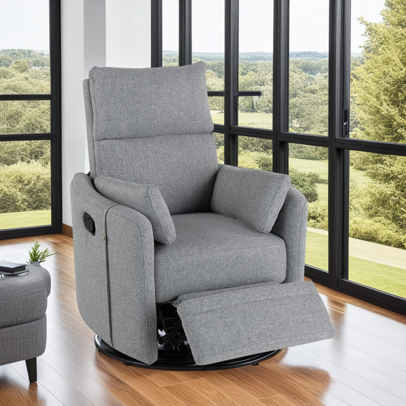 Chaise de chambre de bébé inclinable et pivotante avec deux coussins amovibles, Gris