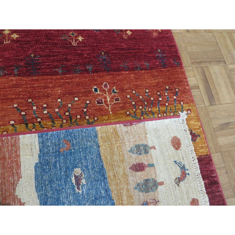 Tapis de zone en laine 3 pi 3 po x 6 pi 5 po noué la à la main one-of-kind-kazak rouge Hirsh