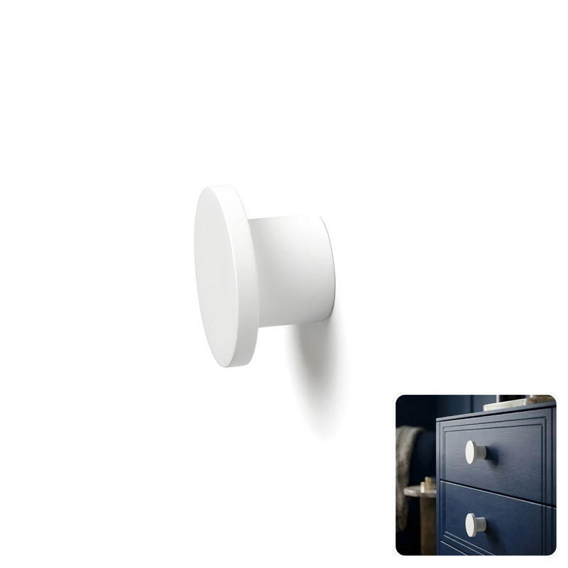 1" Diameter Circle Knob, Snow (White)
