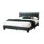 Lit 1pc grand lit en tissu de laine gris anthracite capitonné avec cadre de lit à DEL