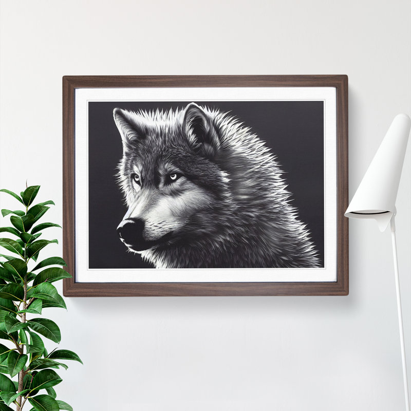 Great Wolf - Single Picture Frame Print, 46cm H x 64cm W x 2cm D, Walnut Framed