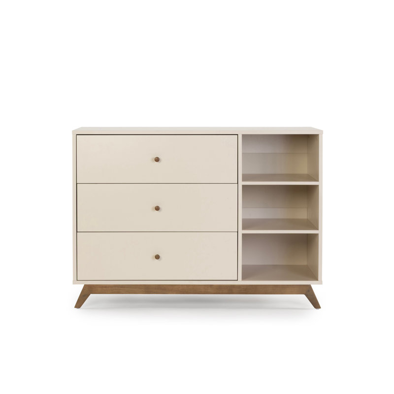 Central Park 3 - Drawer Dresser, Almond Milk/Walnut