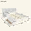 Lit plateforme avec bureau, base de lit avec tiroirs, lit en bois avec tête de rangement et station de charge-881773093-881773098