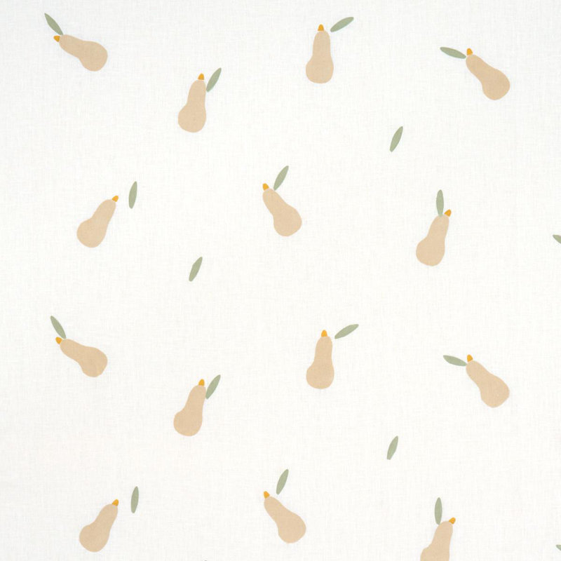 Tissu imprimé Schumacher X Caroline Z Hurley, Chamois / sauge / blanc
