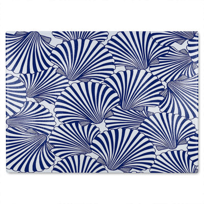 Striped Sea Shells Glass Chopping Board