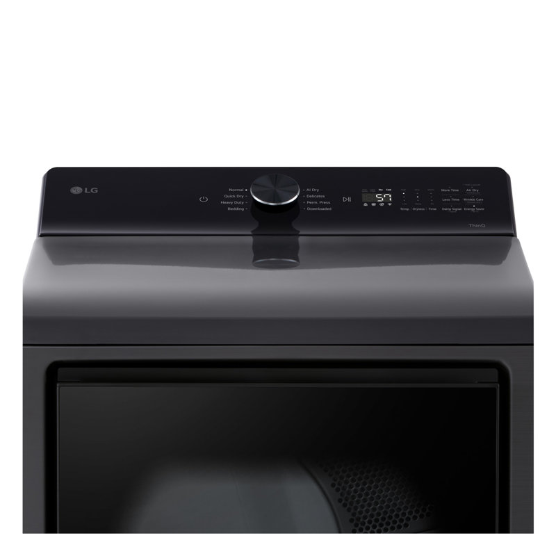 LG 7.3 Cu. Ft. Ultra Large Capacity Rear Control Electric Dryer With Ai Sensing And Thinq Smart Features, Black