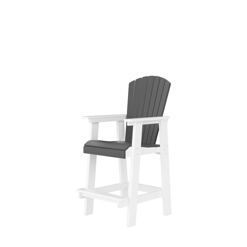 Tall Chair 2 - Tabourets de bar d'extérieur à haut dossier en blanc et gris pour une cour arrière résistante aux intempéries