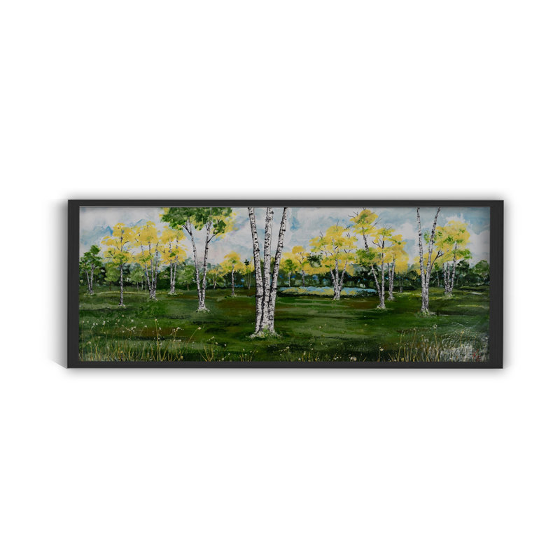 "Summer Birchscape" Canvas Wall Art, 8" H x 16" W, Black Floater Framed