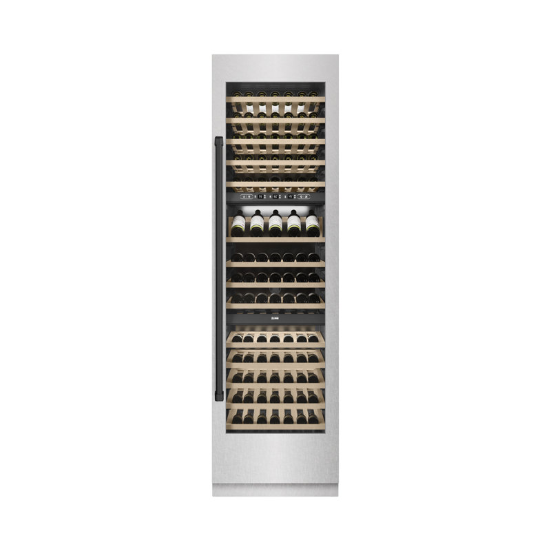 ZLINE 24 in. 12.4 cu. ft. Triple Zone 100 Bottle Column Wine Cooler Accents, Black