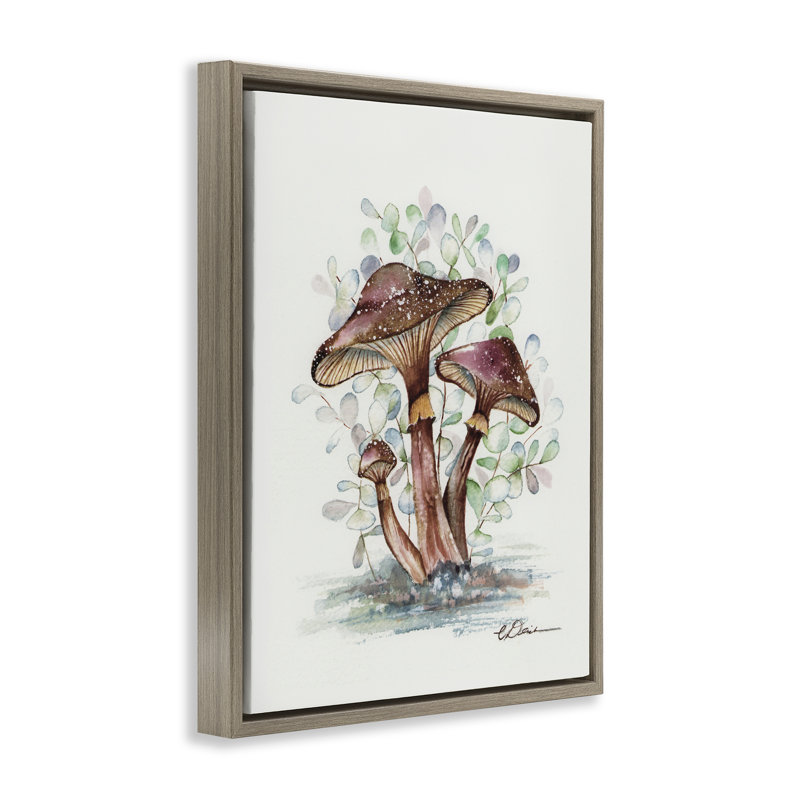 Cadre flottant champignons terreux terreux, conception par Cady, Cadre flottant orme Montalcino, H 21 po x l 17 po