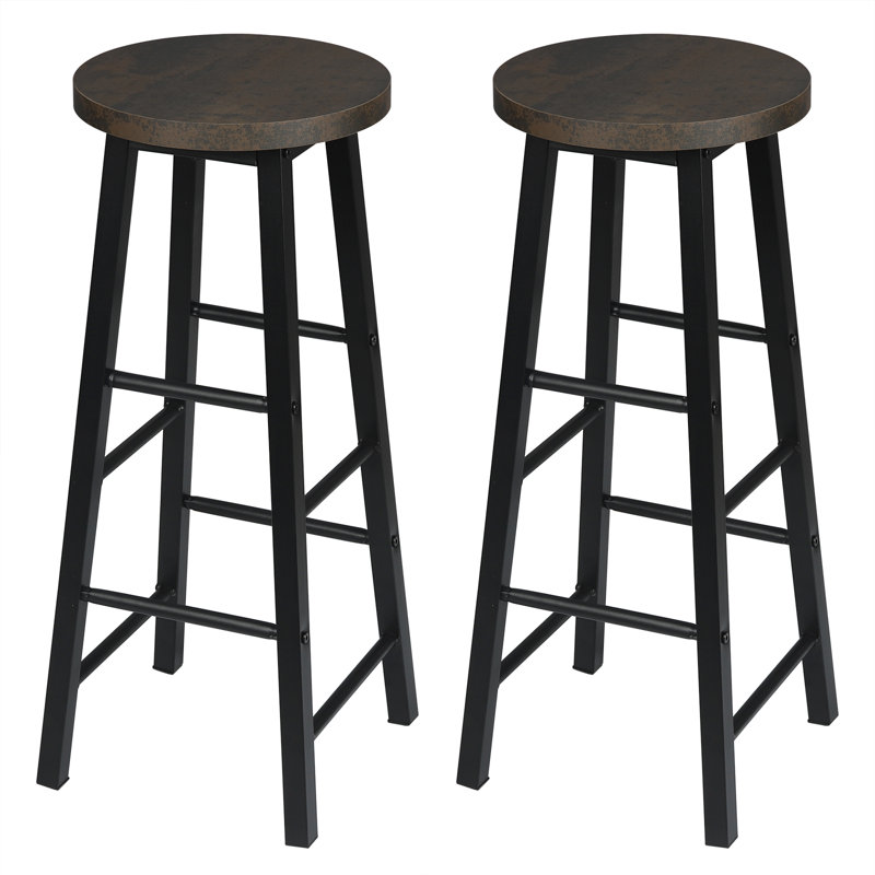Haydenville Upholstered Counter Stool with Metal Frame, Black, Black/Rust