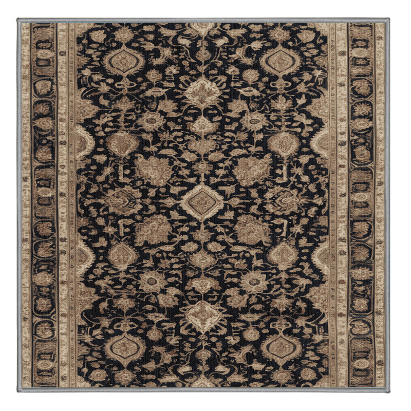 Tapis persan gris lavable à la machine, Carré 7 pi
