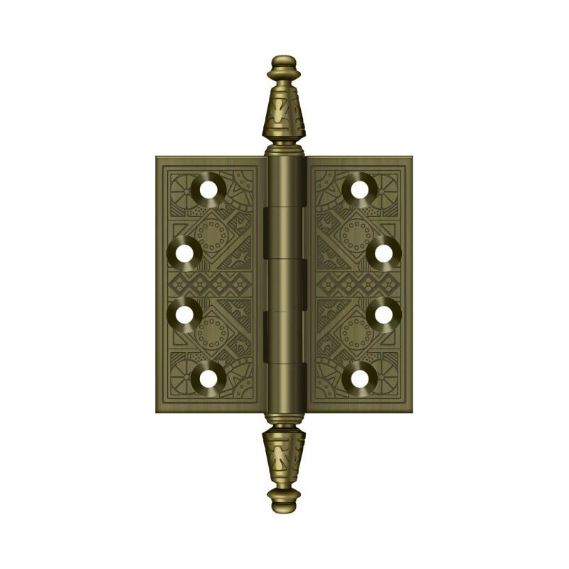 3.5'' x 3.5'' Butt Bearing Hinge, Antique Brass