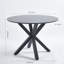 Table de salle à manger de 42,1 po de style Mid-Century noir pour 4 à 6 personnes avec plateau rond en bois aggloméré (table basse incluse, sans chaises)-183267741-183267738