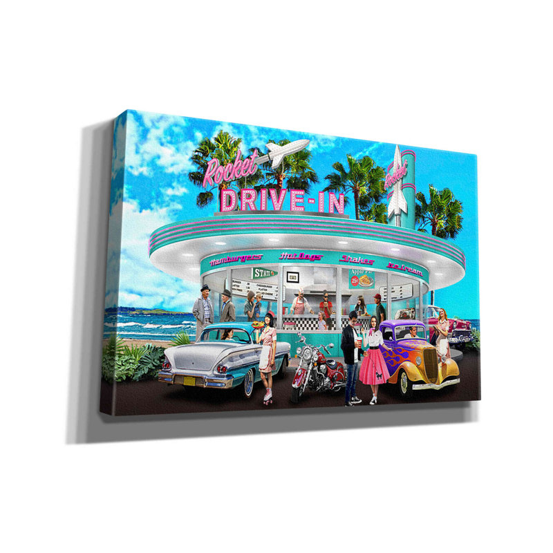 «Husha Rocket Drivein On Canvas» par Carlos Casamayor, reproduction, H 12 po x l 18 po x P 0,75 po