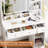 34" W Vanity Desk Set With Led Lighted Mirror & Power Outlet, Makeup Table Top with 3 Open Bookcases, 2 Drawers, Dresser Table for Bedroom, Checkroom-515584513