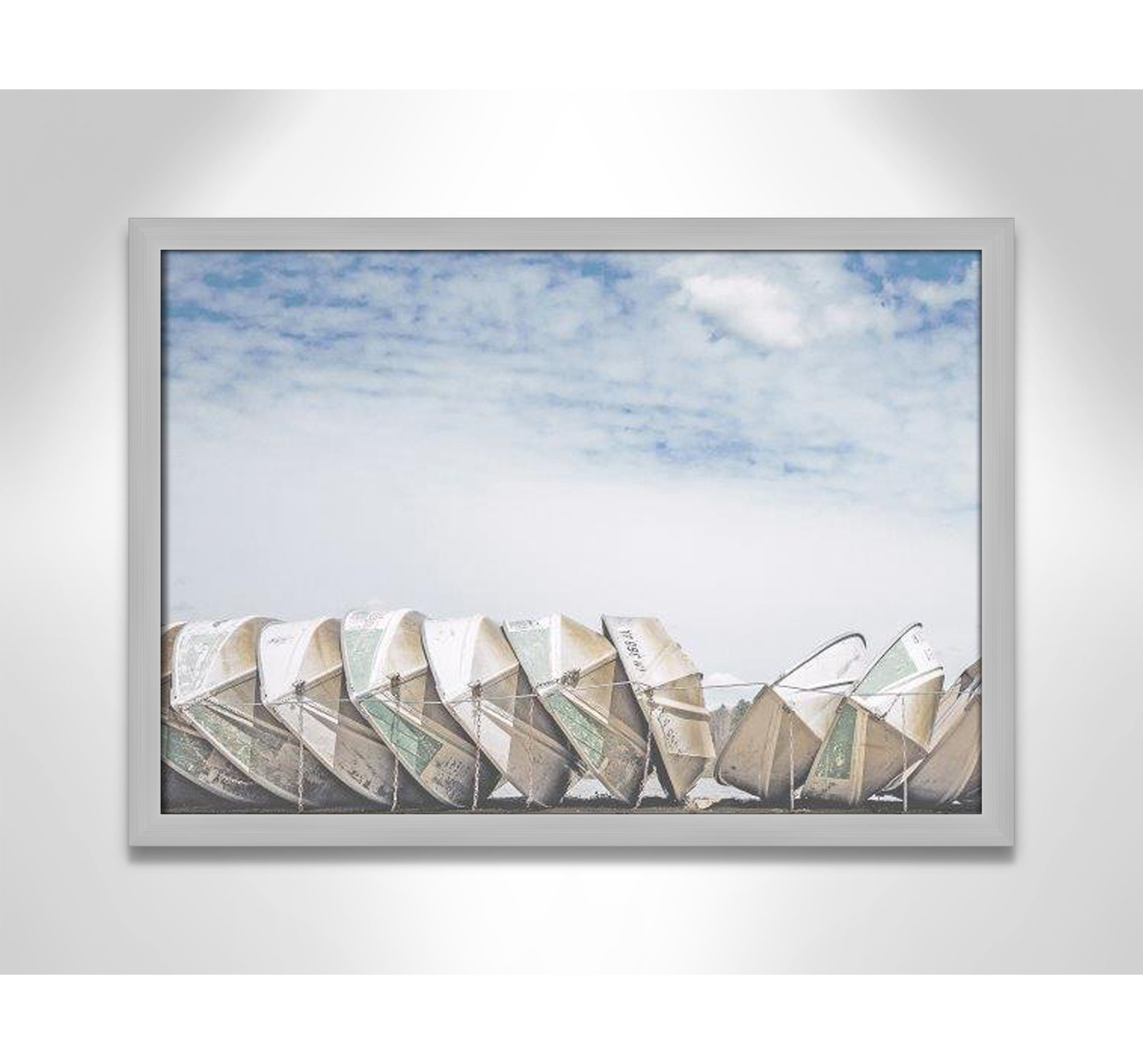 Hennecy "Wooden Boats" Print by Leah Straatsma, Matte Silver, 17" H x 23" W x 1.25" D